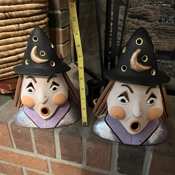 Vintage 10” Tall Witch Halloween Pottery Luminary - Picture 12 of 13